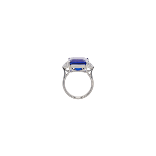 ANELLO IN ORO BIANCO CON TANZANITE E DIAMANTI CUORE - 000-5538NS