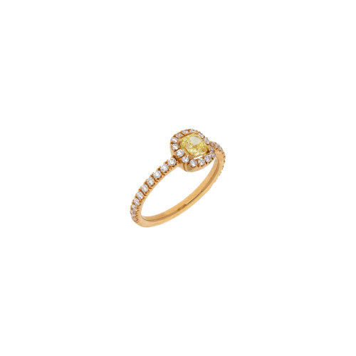 ANELLO IN ORO ROSA CON DIAMANTE FANCY YELLOW E DIAMANTI BIANCHI - 372-3645-GI-3/4