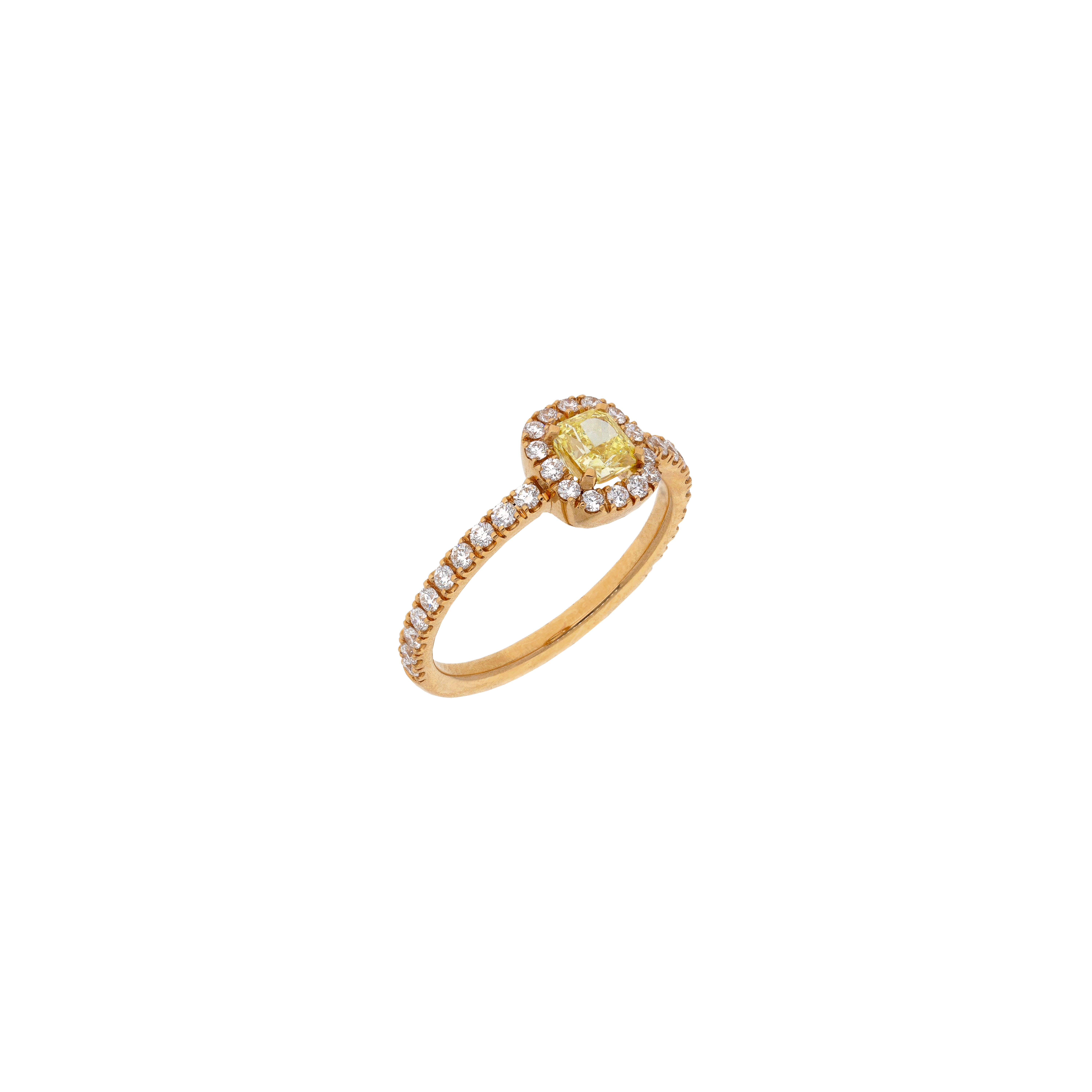 ANELLO IN ORO ROSA CON DIAMANTE FANCY YELLOW E DIAMANTI BIANCHI - 372-3645-GI-3/4