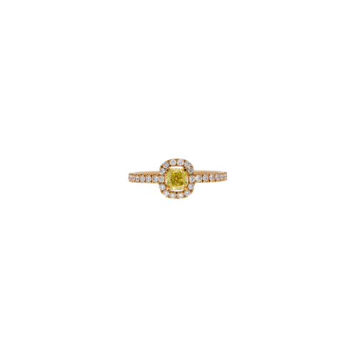 ANELLO IN ORO ROSA CON DIAMANTE FANCY YELLOW E DIAMANTI BIANCHI - 372-3645-GI-3/4