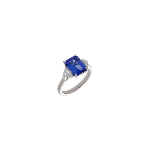 ANELLO IN ORO BIANCO CON TANZANITE E E DIAMANTI - 000-5538NS