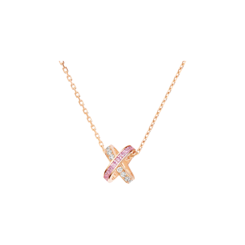 CHAUMET - PENDENTE JEUX DE LIENS IN ORO ROSA, ZAFFIRI ROSA E DIAMANTI - 085456