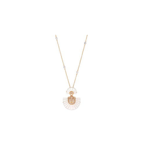 COLLANA IN ORO ROSA CON PENDENTE IN MADREPERLA E DIAMANTI - QNKG04099DMPP