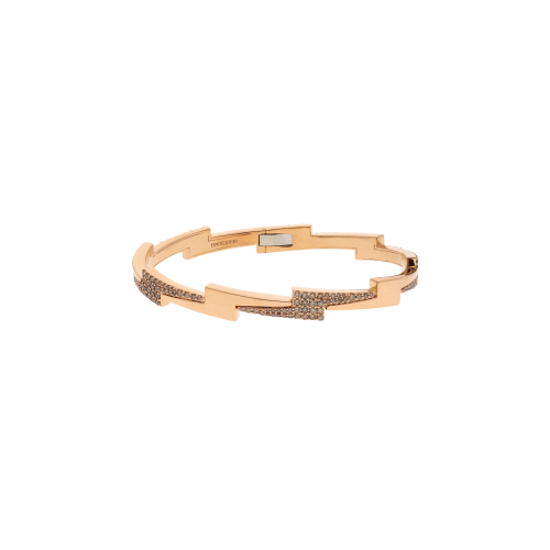 BRACCIALE RIGIDO FULMINE IN ORO ROSA E DEMI-PAVÉ DI DIAMANTI BROWN - VB29825DBP