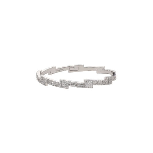 BRACCIALE RIGIDO FULMINE IN ORO BIANCO FULL PAVÉ DI DIAMANTI - VB29831DW