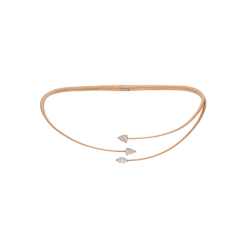 COLLANA GIROCOLLO RIGIDA RAMI IN ORO ROSA E DIAMANTI - VNH04887DP