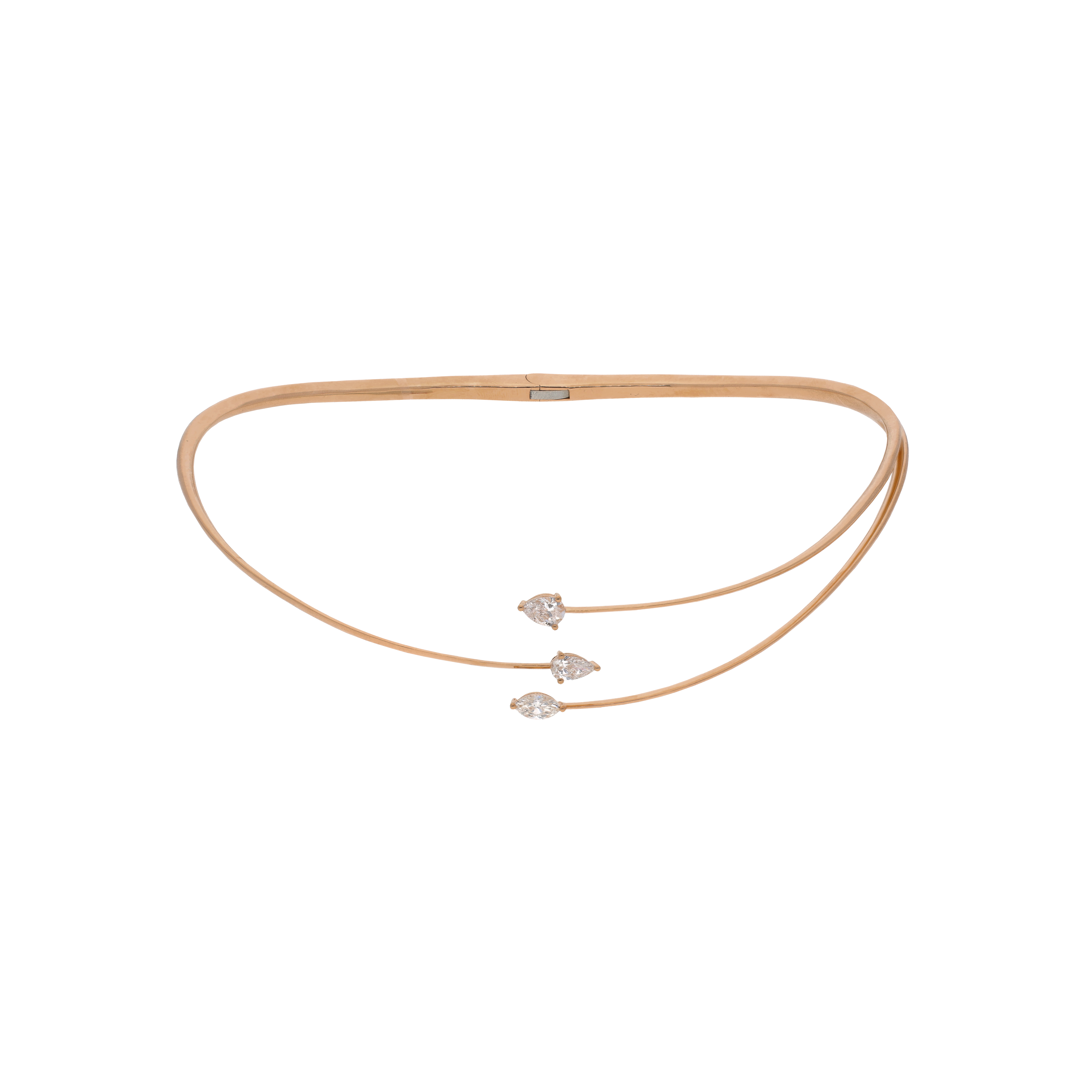 COLLANA GIROCOLLO RIGIDA RAMI IN ORO ROSA E DIAMANTI - VNH04887DP