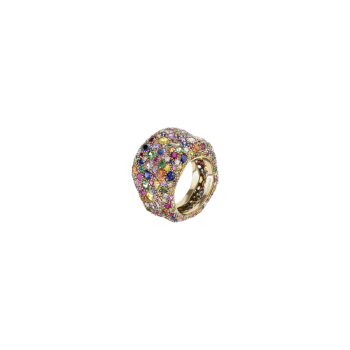 ANELLO GRANDE EMOTION IN ORO GIALLO E PIETRE MULTICOLOR - 569RG1167