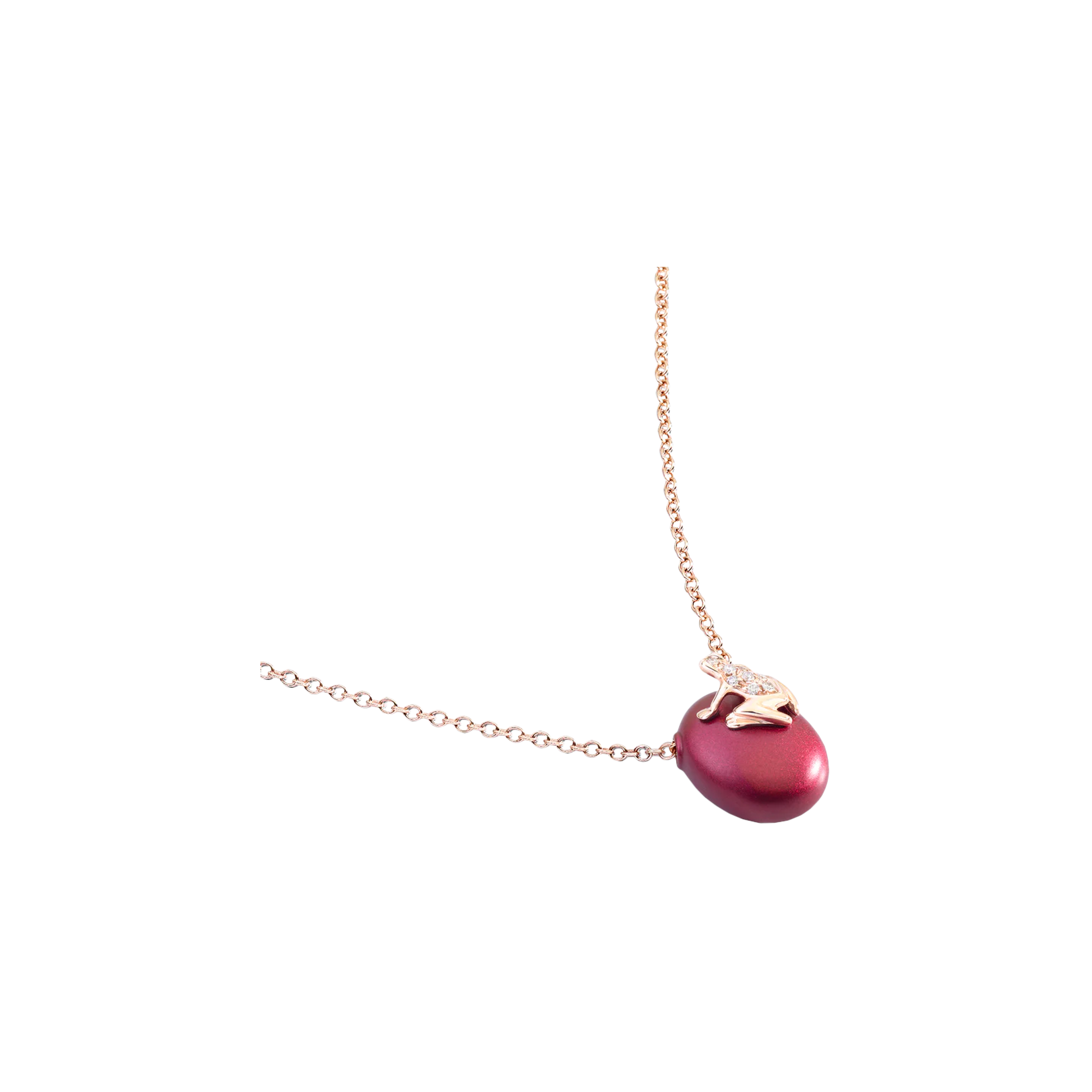 COLLANA HAPPY FROG ROSSO MAGENTA SATIN IN ORO ROSA E DIAMANTI - DHF02CASRRRDI