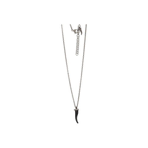 COLLANA LINEA CHARMS CON CORNETTO IN TITANIO SMALTATO NERO, 5 DIAMANTI WHITE E CATENA - CHGIRT5WPENKPEN_NERO