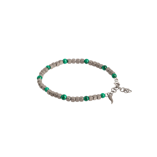 BRACCIALE UOMO IN TITANIO, MALACHITE E ORO ROSA - MINBRT10MALCUP