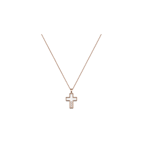 CHOPARD - HAPPY DIAMOND CROSS, CIONDOLO ORO ROSA ETICO, DIAMANTI - 79A409-5001