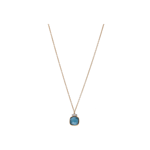 COLLANA NUDO MINI ORO ROSA CON TOPAZIO BLUE LONDON E DIAMANTI - PCC5020O6WHRDB0TL