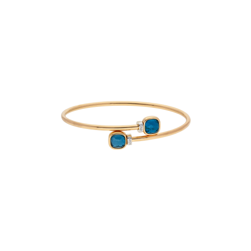 BRACCIALE NUDO MINI IN ORO ROSA CON TOPAZIO BLUE LONDON E DIAMANTI - PBC5020O6WHRDB0TL