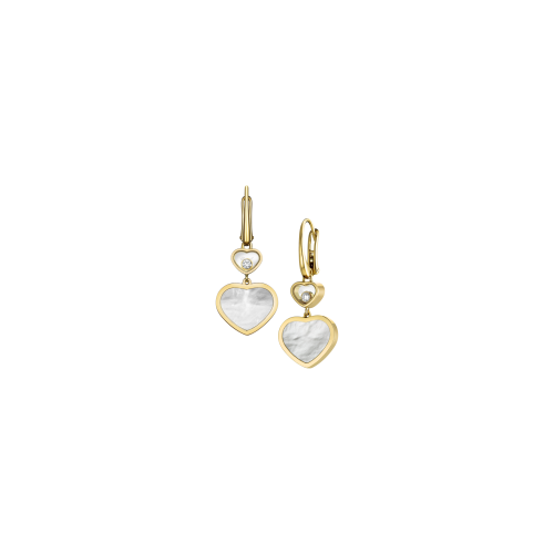 CHOPARD - ORECCHINI HAPPY HEARTS, ORO GIALLO ETICO, DIAMANTI, MADREPERLA - 837482-0310