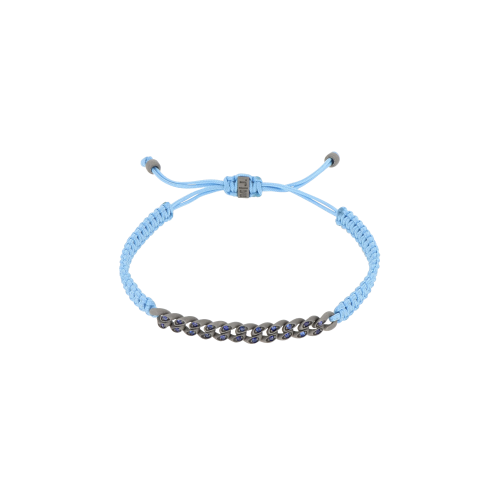 Accedi alla scheda di Mano | J . BRACCIALE GROUMETTE NAUTICA MINI IN TITANIO CON ZAFFIRI BLU E LACCIO AZZURRO INTRECCIATO - BRG3006