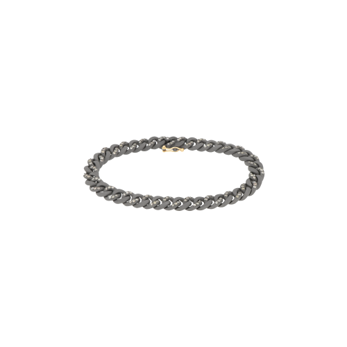 Accedi alla scheda di Mano | J . BRACCIALE GROUMETTE ALTERNATO IN TITANIO CON DIAMANTI BROWN E ORO 18 KT - GR6BRALTBROSN