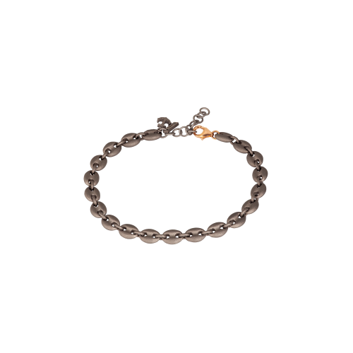 Accedi alla scheda di Mano | J . BRACCIALE UOMO CON MAGLIE MARINE GRANDI IN TITANIO E CHIUSURA IN ORO ROSSO 9 KT, ANCORA IN TITANIO E DIAMANTE BLACK - MARBRTTLA