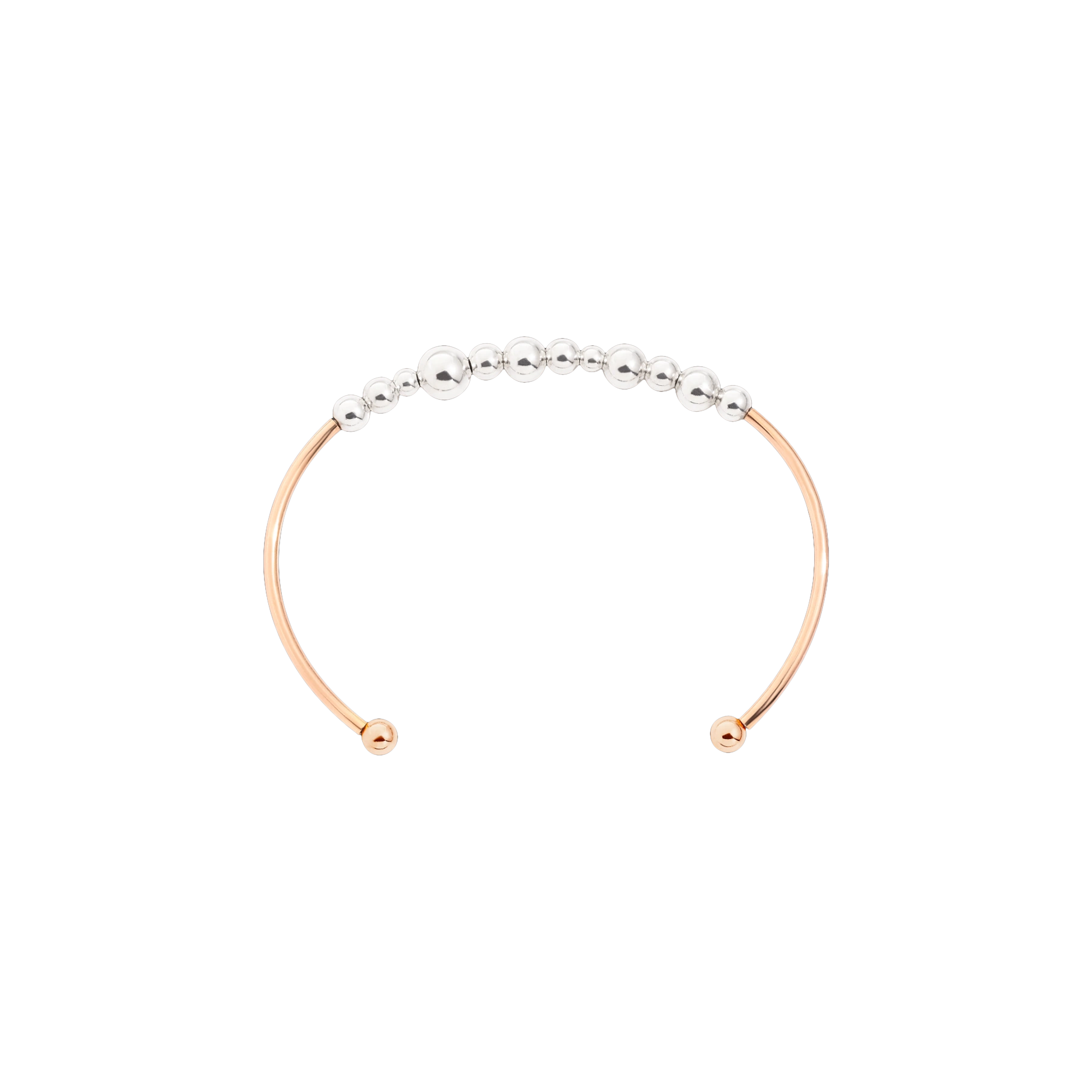 DODO BOLLICINE - CUFF BOLLICINE - BRACCIALE CUFF IN ORO ROSA CON SFERE IN ARGENTO - DBBALL12/9/A - DBC1000BOLLI0009A