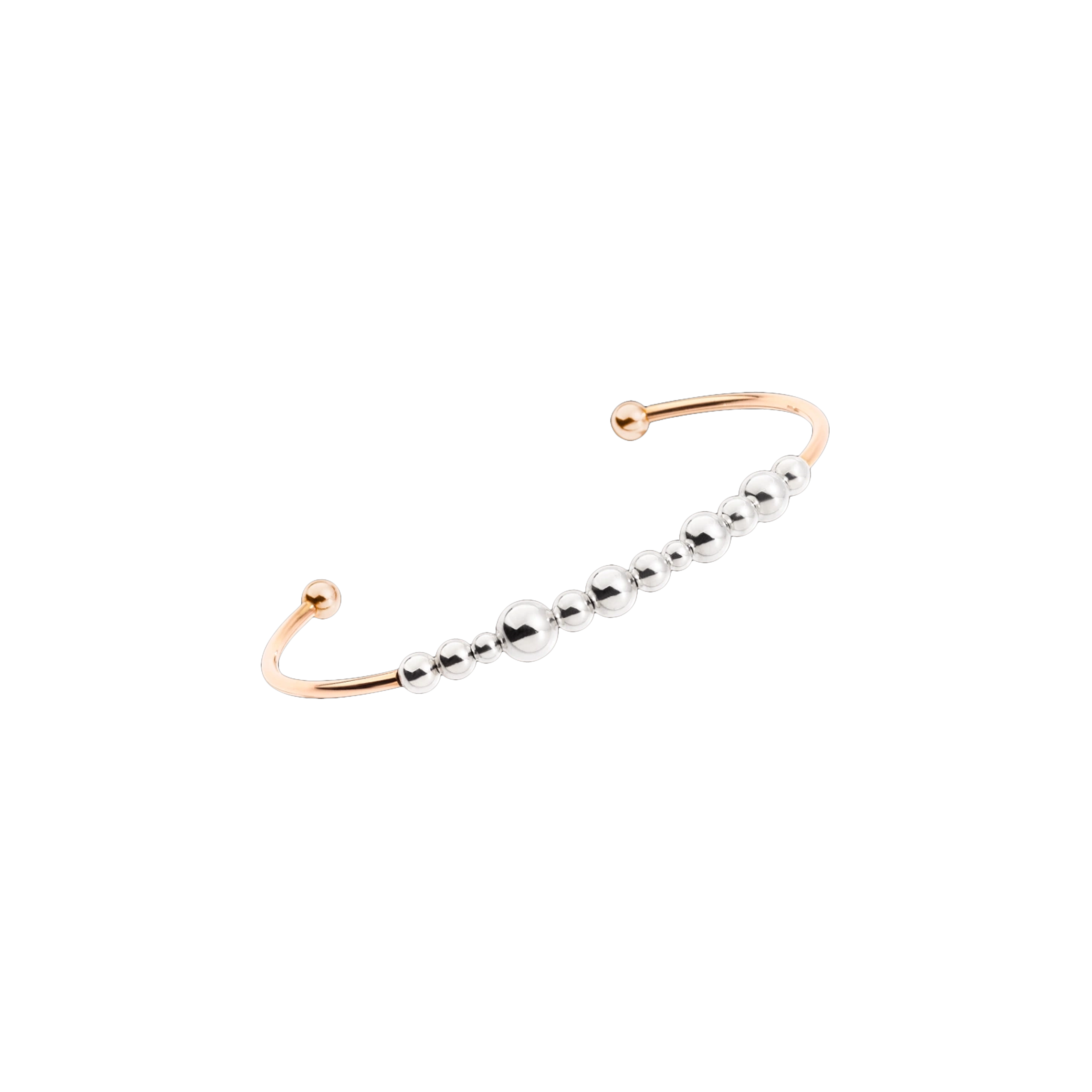 DODO BOLLICINE - CUFF BOLLICINE - BRACCIALE CUFF IN ORO ROSA CON SFERE IN ARGENTO - DBBALL12/9/A - DBC1000BOLLI0009A