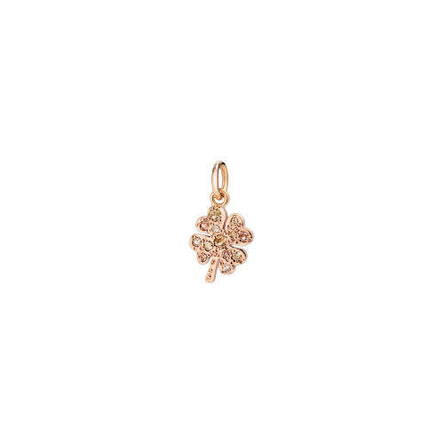 Quadrifoglio - Ciondolo in oro rosa 9 kt con diamanti brown