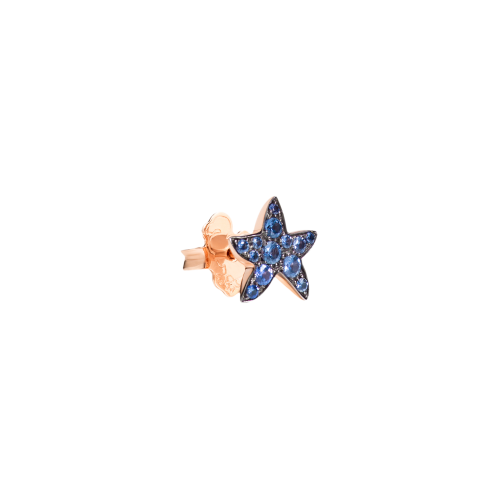 Stella Marina - Orecchino singolo in oro rosa 9 kt con zaffiri azzurri