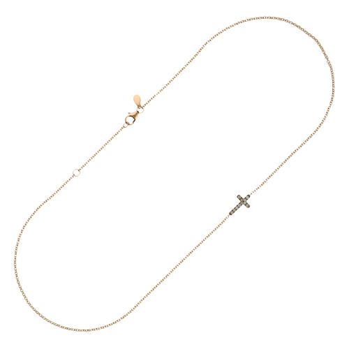 Collana Croce in oro rosa e diamanti brown - FC1692R002N