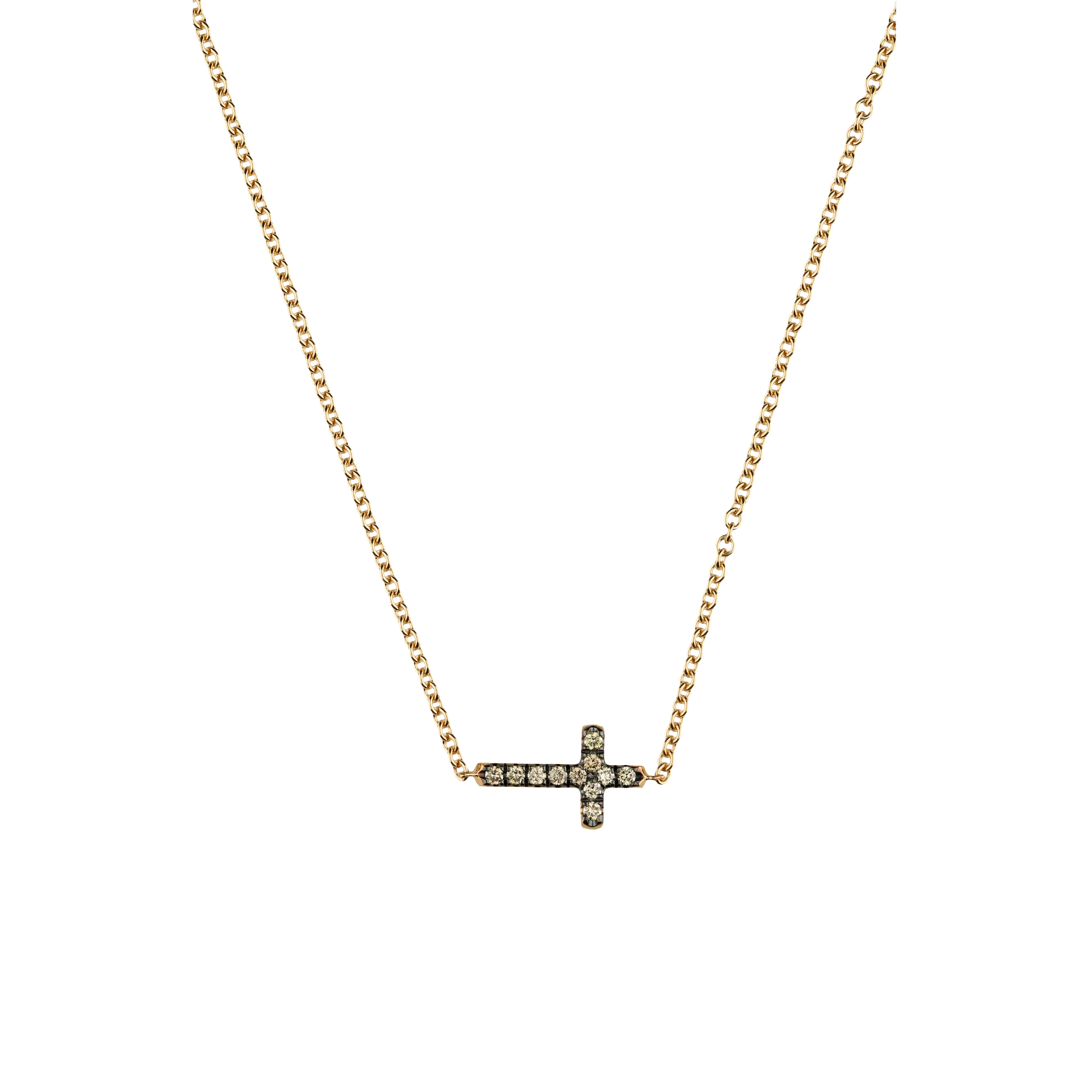 Collana Croce in oro rosa e diamanti brown - FC1692R002N