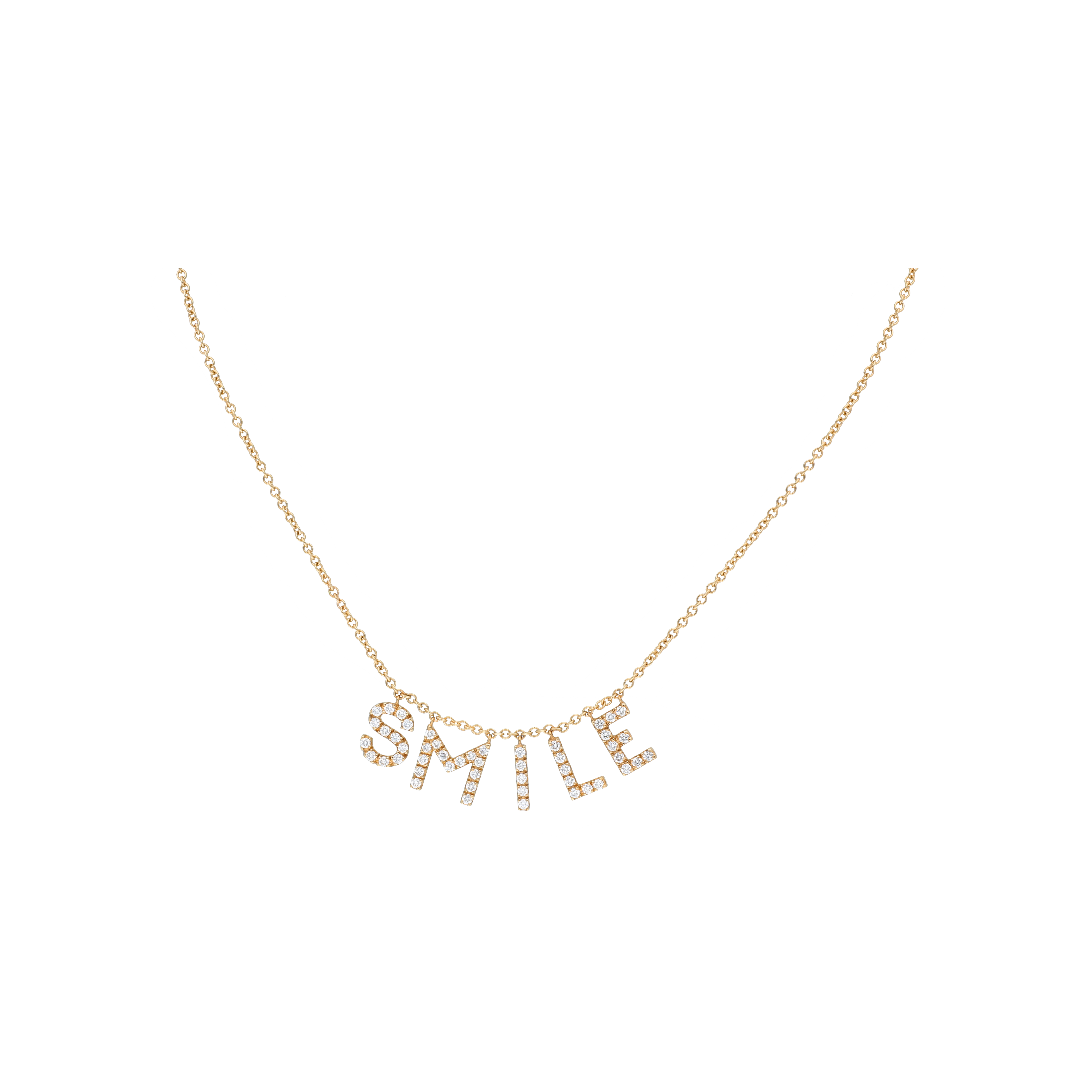 COLLANA GIROCOLLO SMILE IN ORO ROSA CON LETTERE PENDENTI IN DIAMANTI