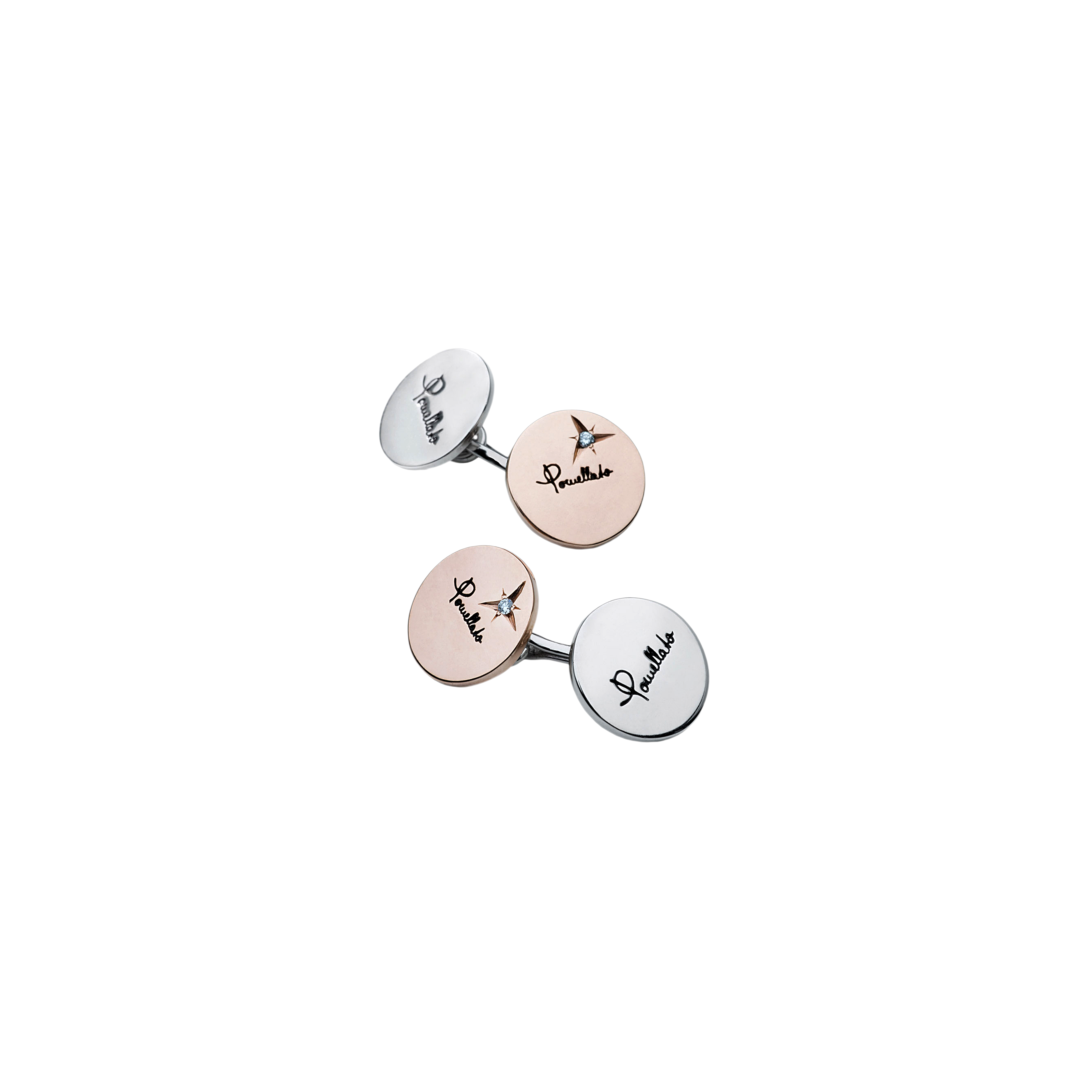 GEMELLI POMELLATO IN ORO ROSA 9 CARATI E ARGENTO RODIATO CON DIAMANTE - G.A918/BAG9/9