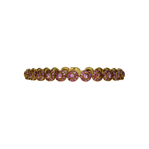 Bracciale in oro giallo 18 carati e zaffiri rosa taglio brillante