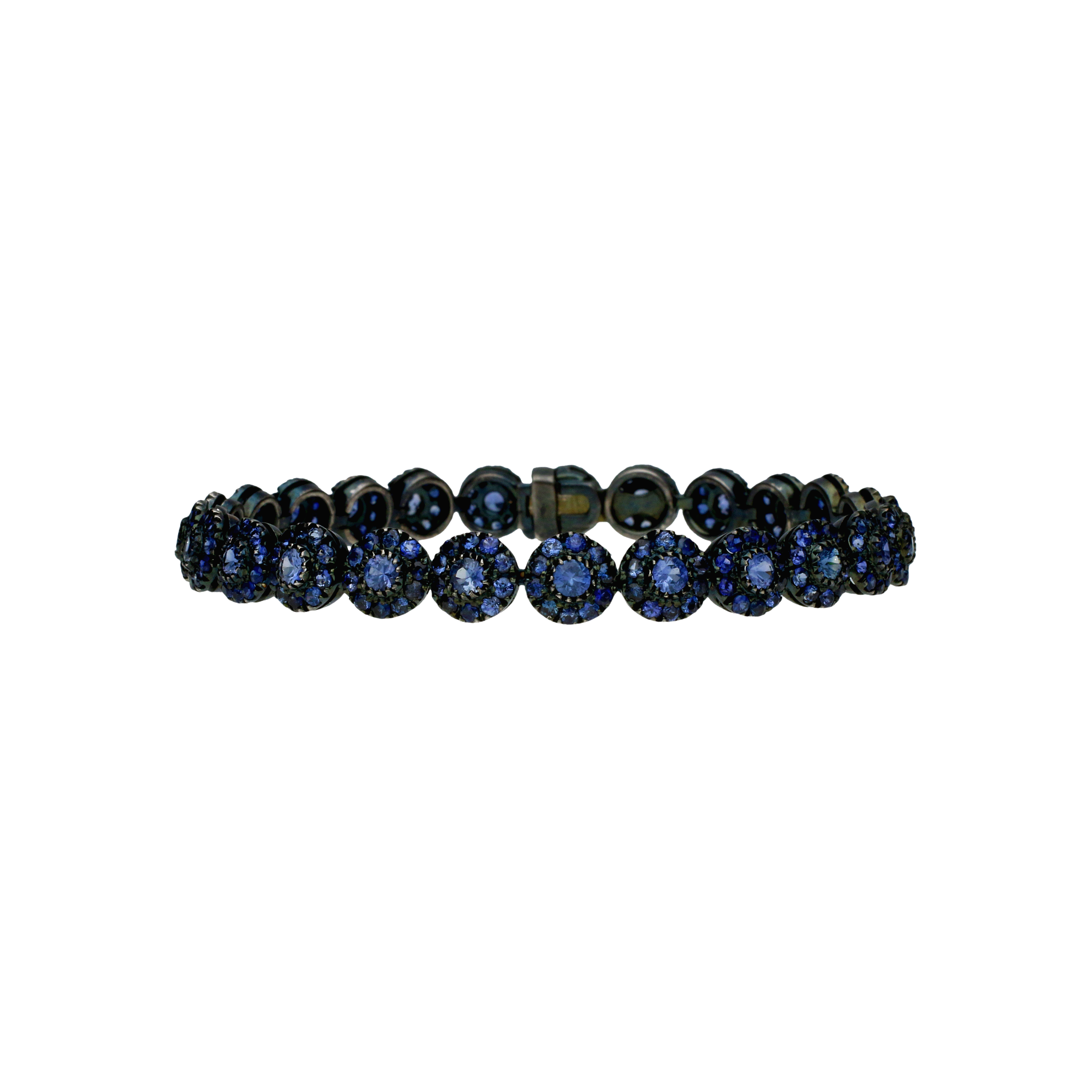 Bracciale in oro nero e zaffiri blu taglio brillante - H77P2