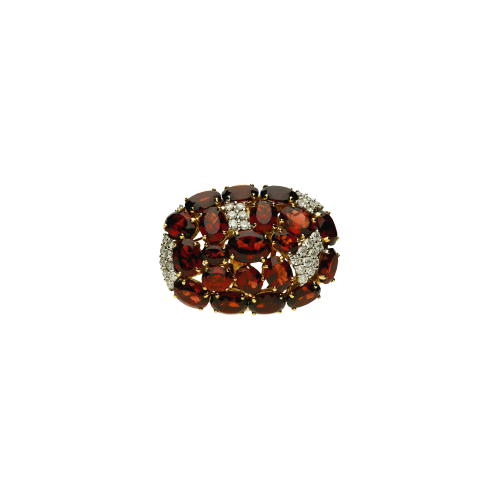 Anello in oro rosa 18 carati con granati e diamanti bianchi taglio brillante - MX329GRA