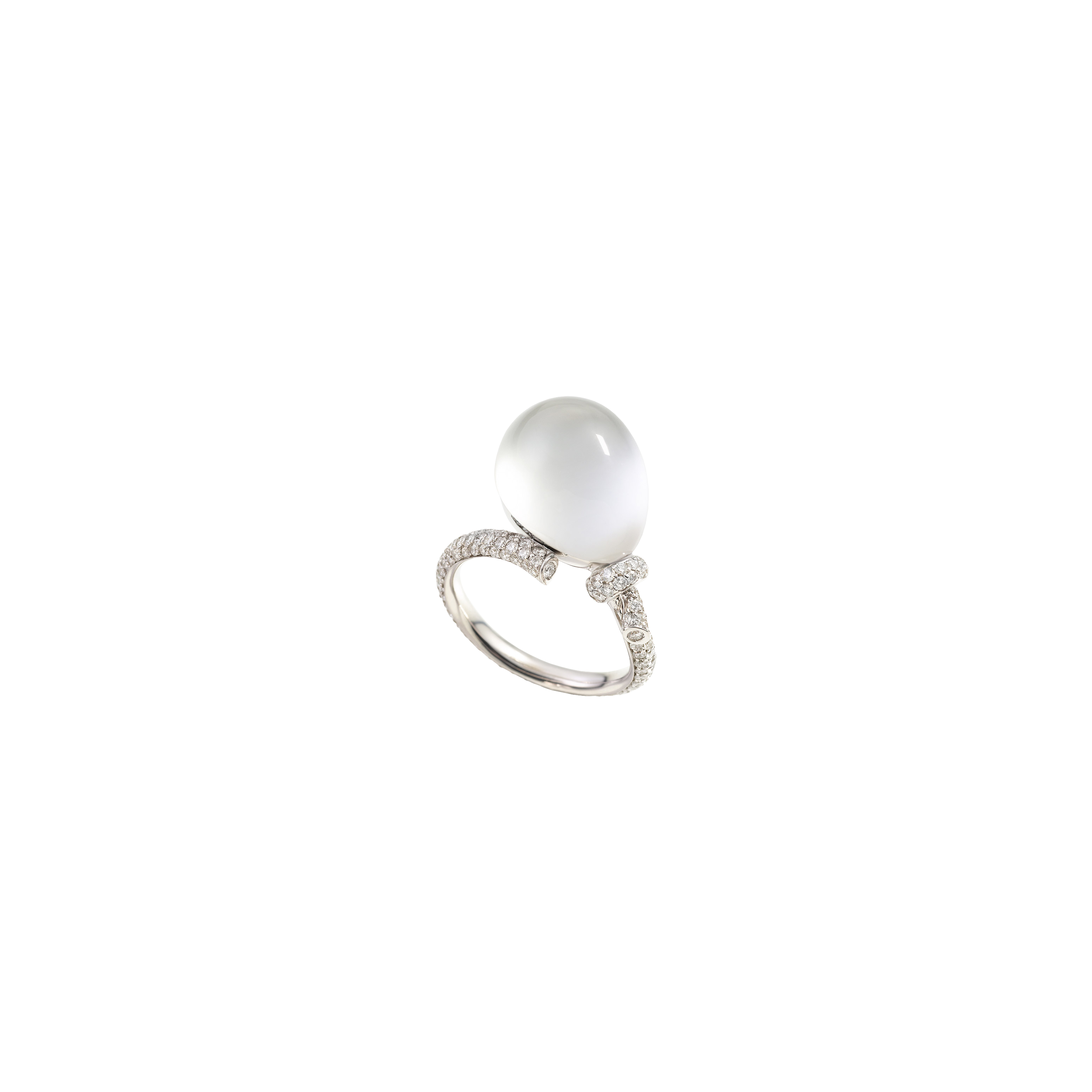 ANELLO PALLONCINI MINI IN ORO BIANCO CON DIAMANTI E CRISTALLO MADREPERLA BIANCA - PG0786A203 - PG0786A203