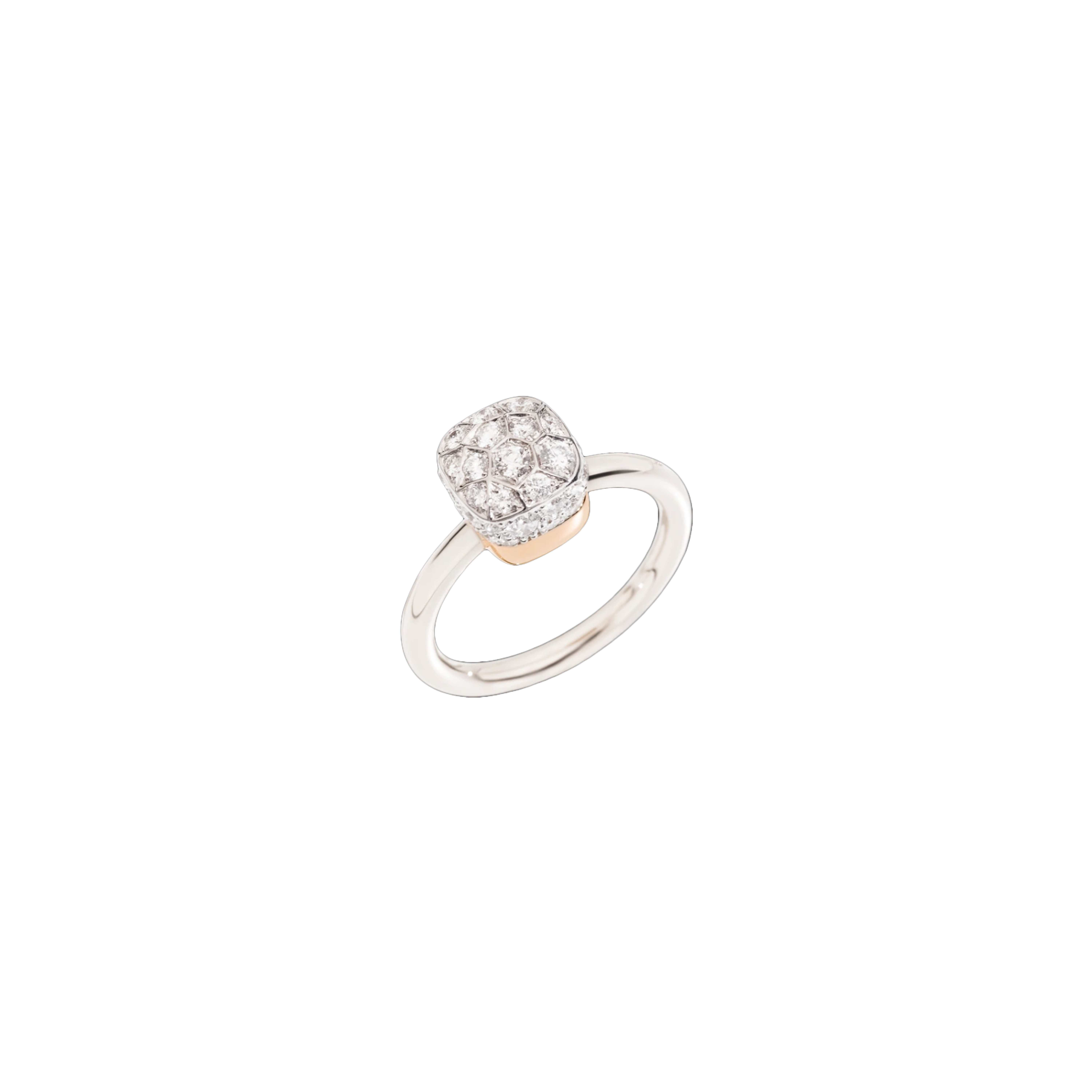 POMELLATO - ANELLO NUDO SOLITAIRE IN ORO BIANCO E ROSA CON DIAMANTI - PAB5010O6000DB000 - PAB5010O6000DB000