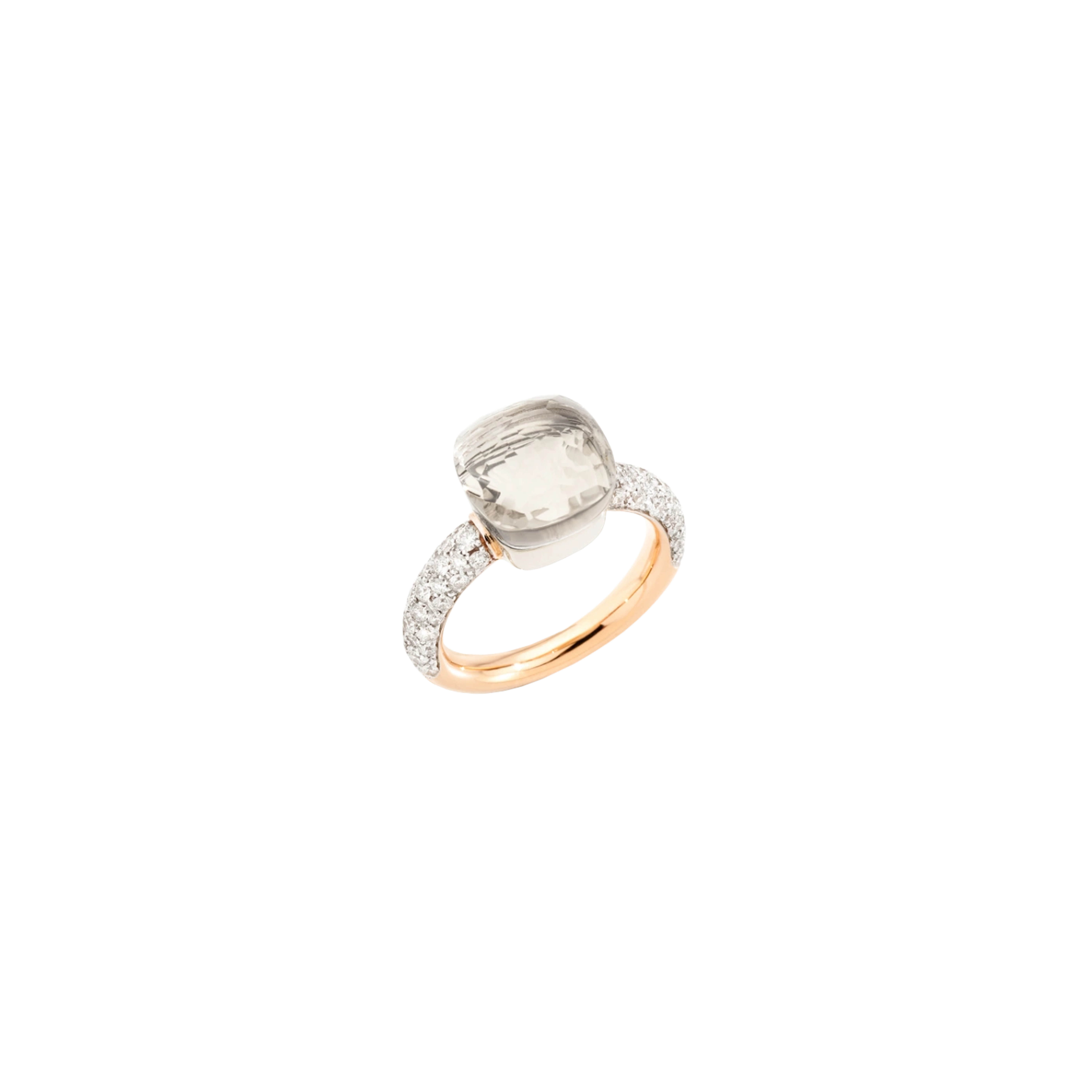 POMELLATO - ANELLO NUDO CLASSIC IN ORO ROSA E BIANCO CON TOPAZIO BIANCO E DIAMANTI - PAC0040O6WHRDB0TB - PAC0040O6WHRDB0TB