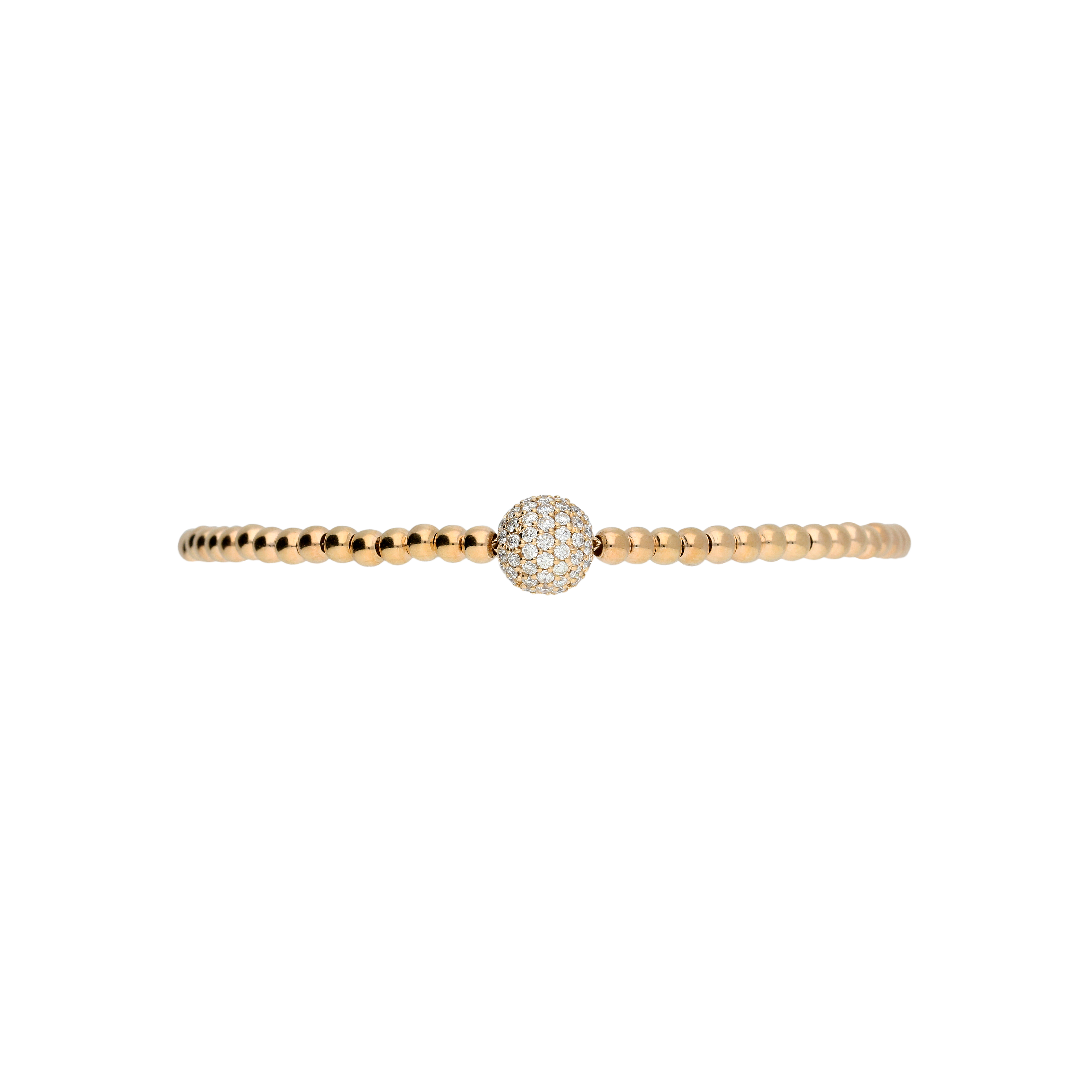 Bracciale sfere semirigido in oro rosa e diamanti bianchi