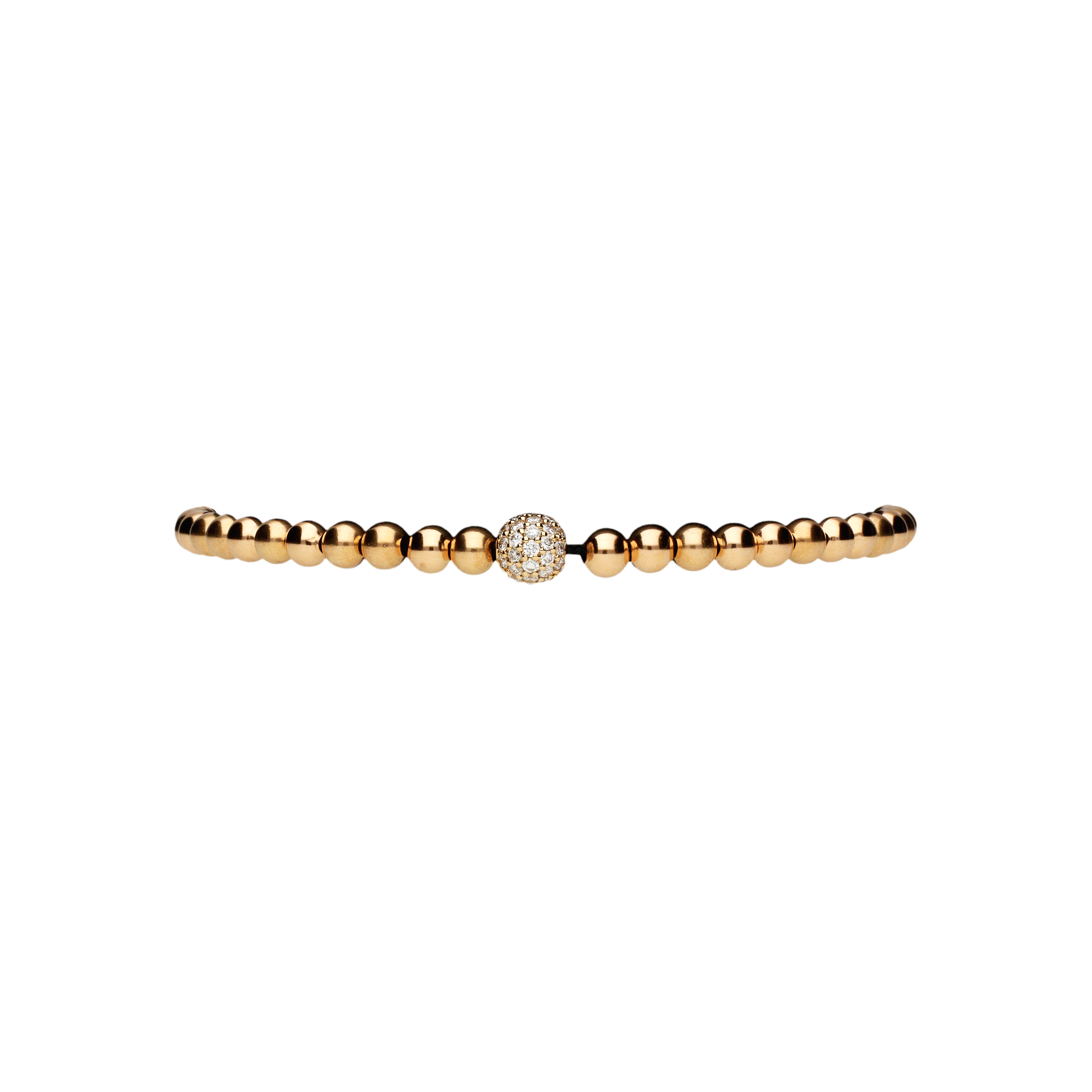 Bracciale in oro rosa 18 carati e cordino nero con diamanti bianchi taglio brillante - PB08153D6P