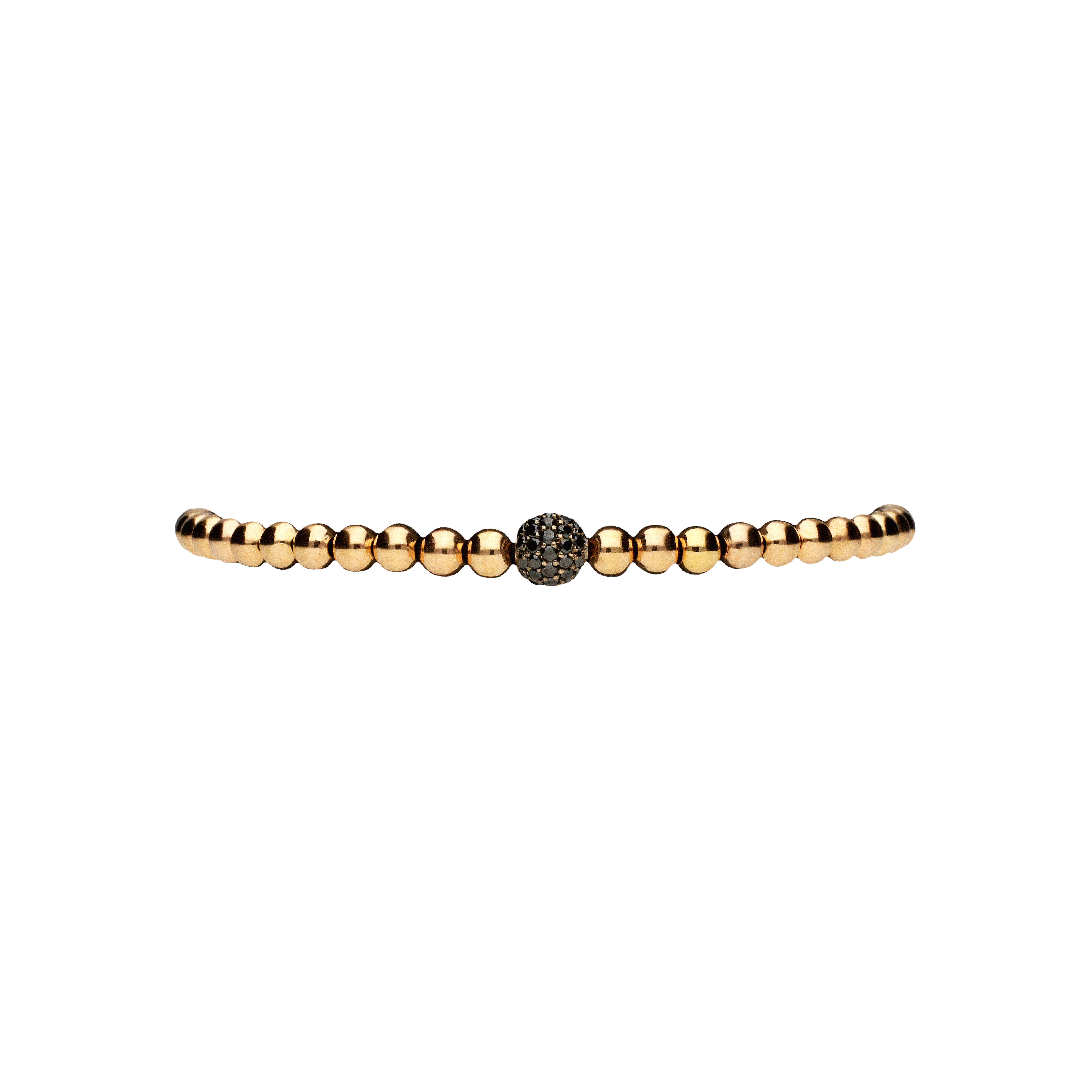 Bracciale in oro rosa 18 carati e cordino nero con diamanti neri taglio brillante - PB08153DK6P