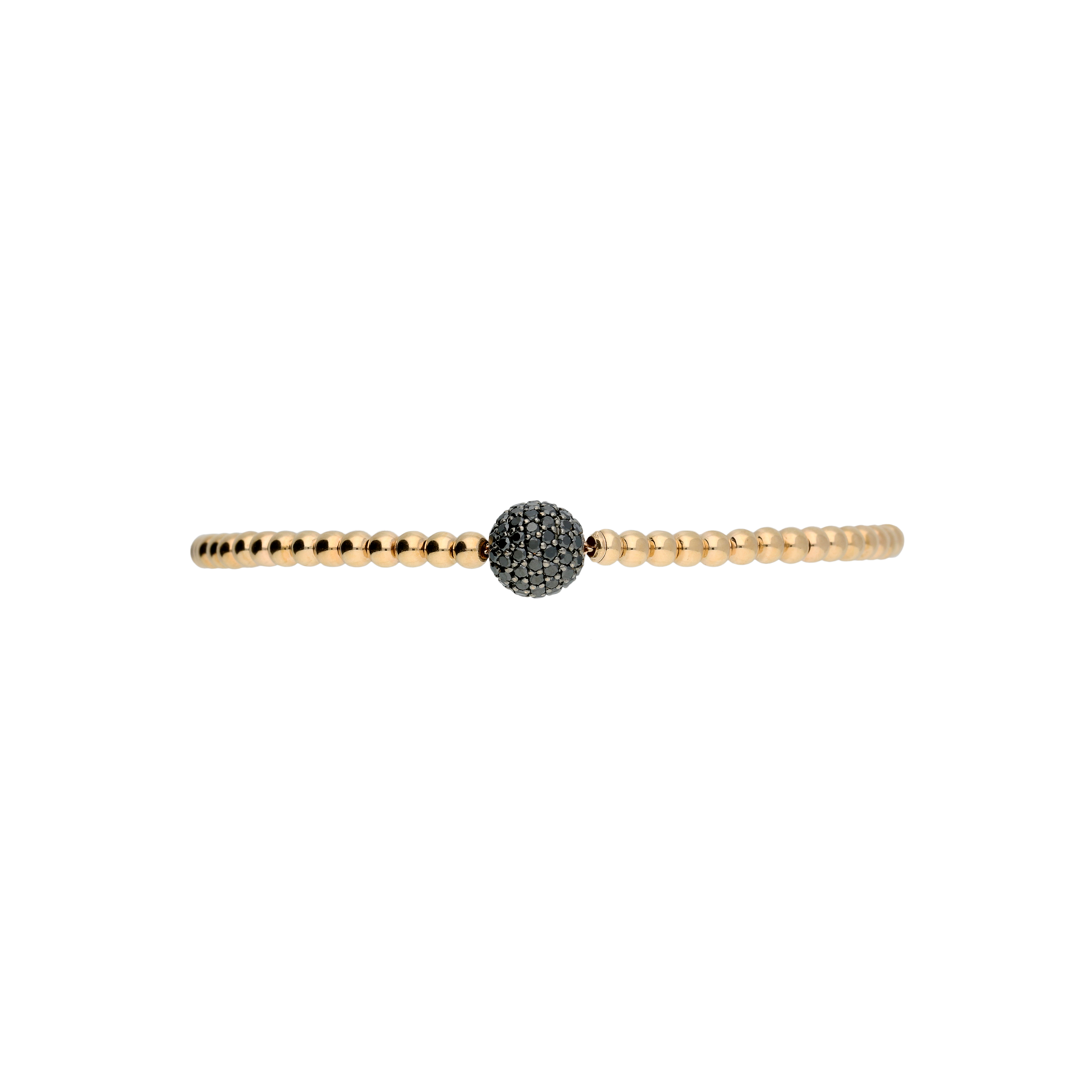 Bracciale sfere semirigido in oro rosa con diamanti neri - PB09256DK8P