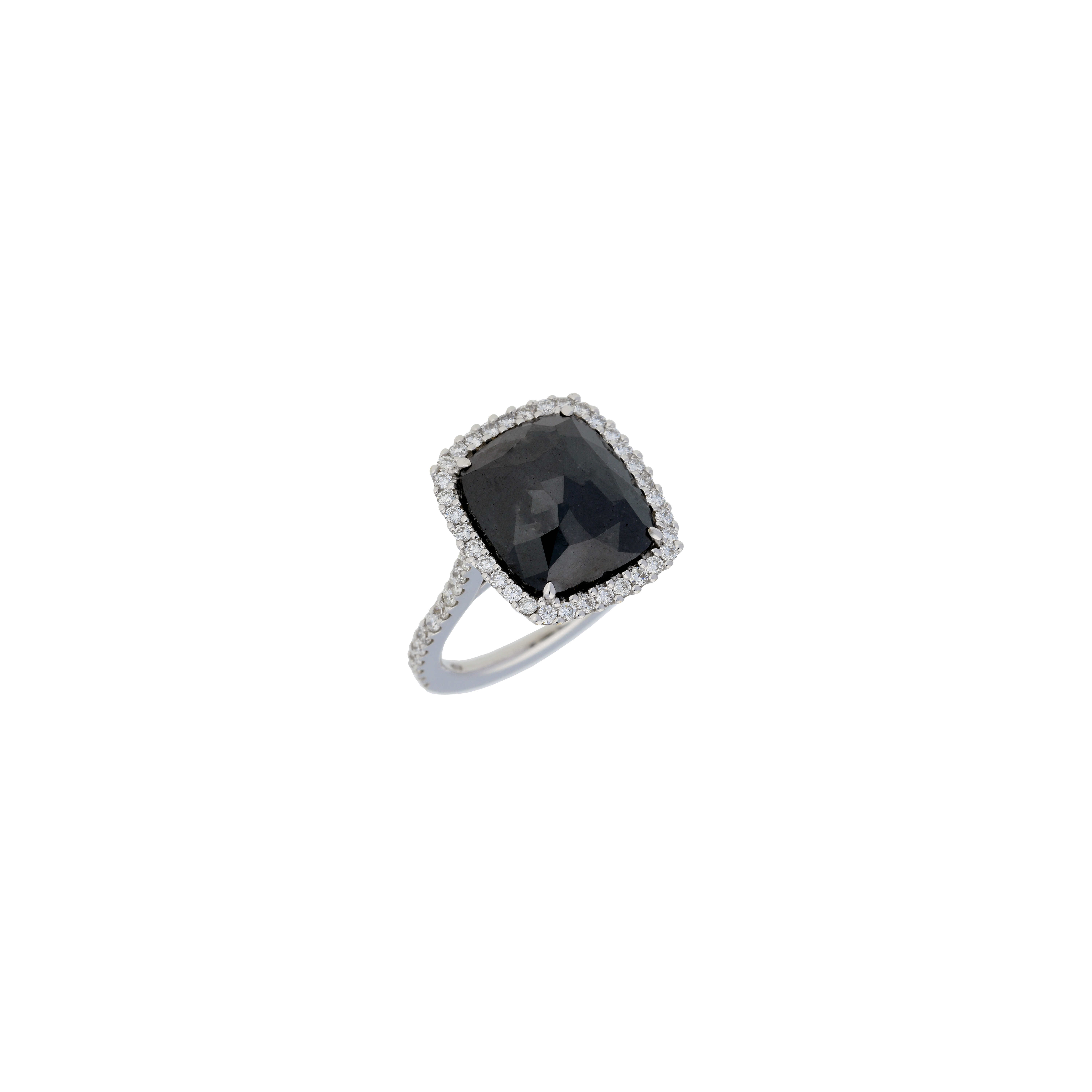 ANELLO IN ORO BIANCO CON DIAMANTE NERO E DIAMANTI BIANCHI - PD-PNT11/S