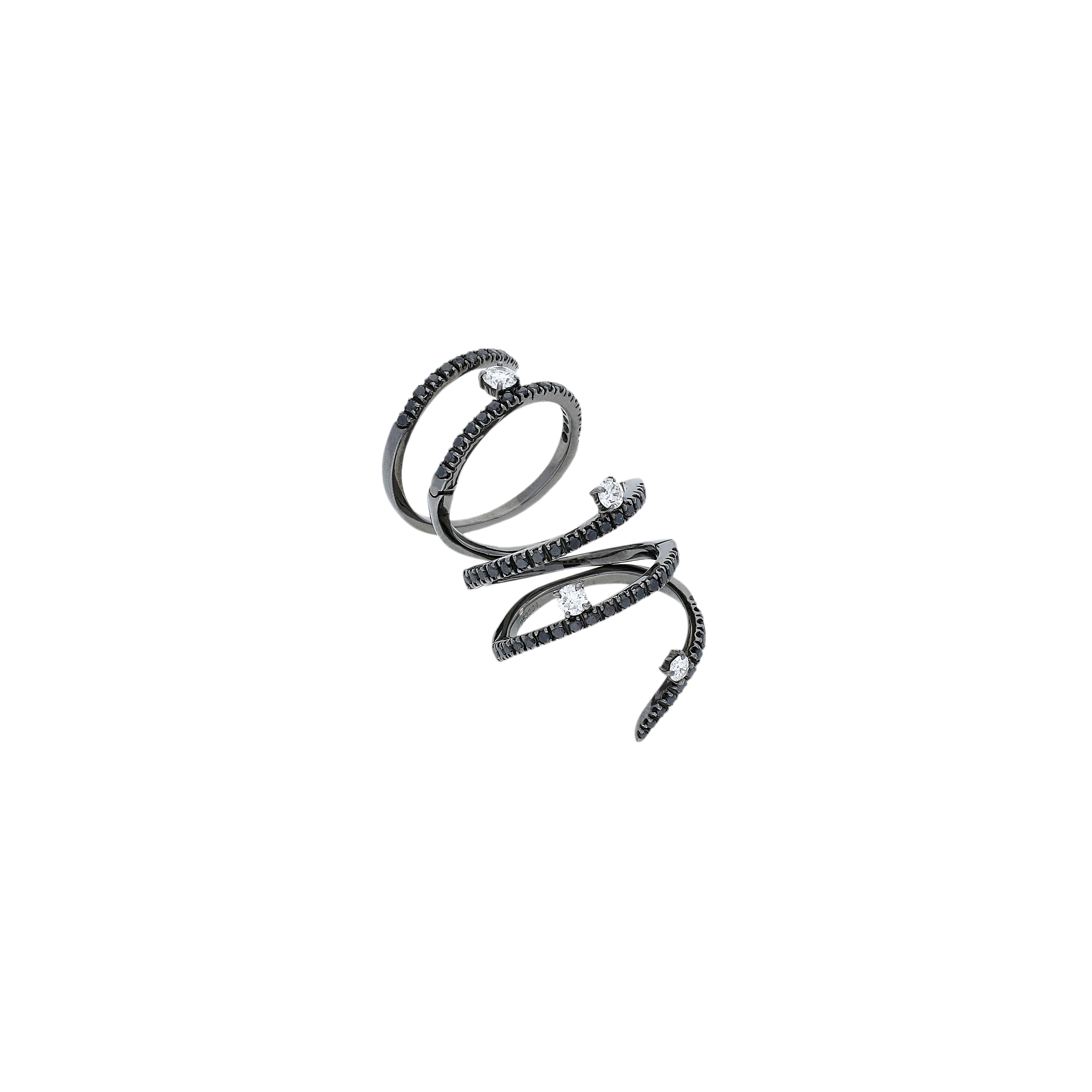 Magic Snake - Anello in oro brunito 18 carati,diamanti neri e diamanti bianchi taglio brillante - SK-5475A*BN-