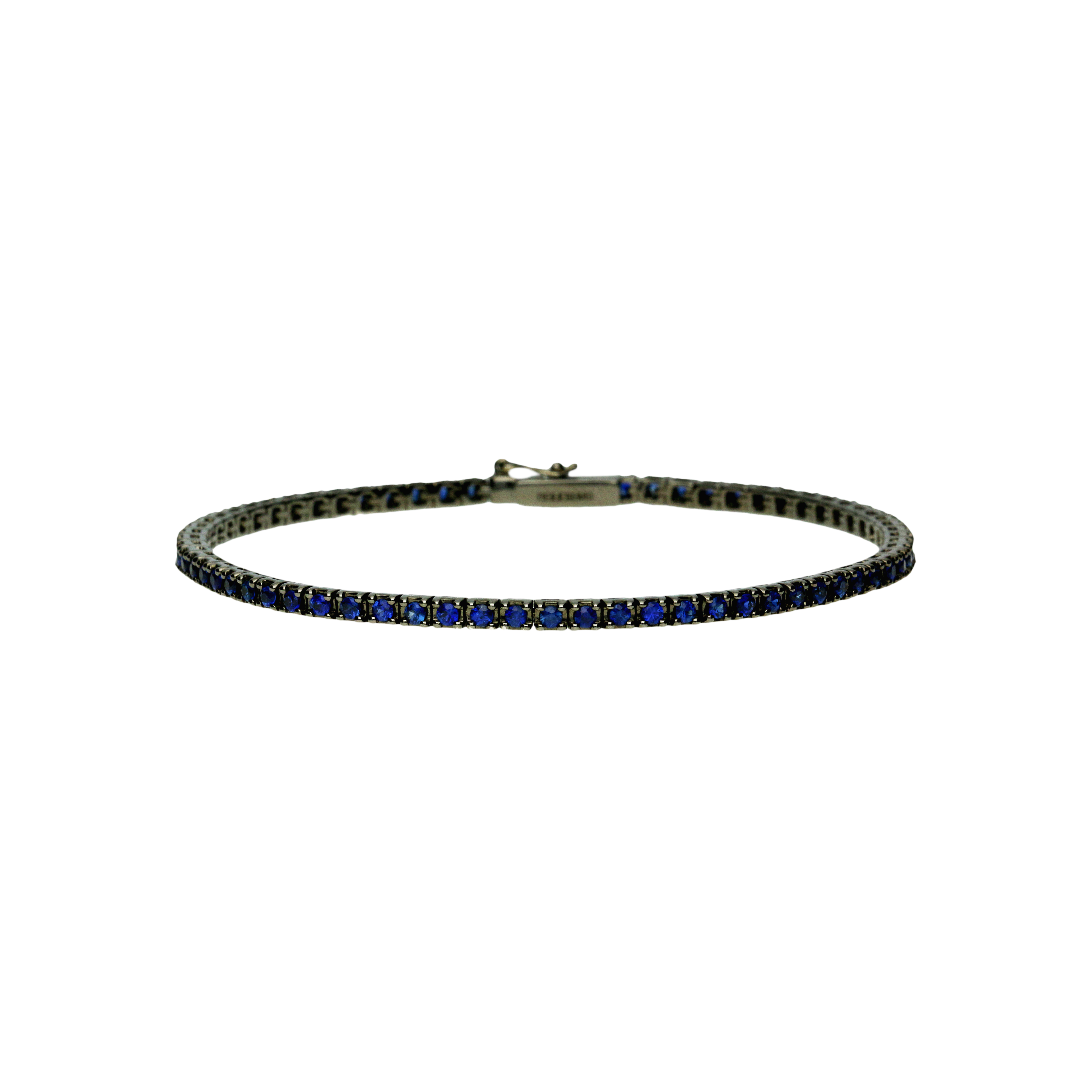 Bracciale tennis in oro nero e zaffiri blu taglio brillante - cm 17,5