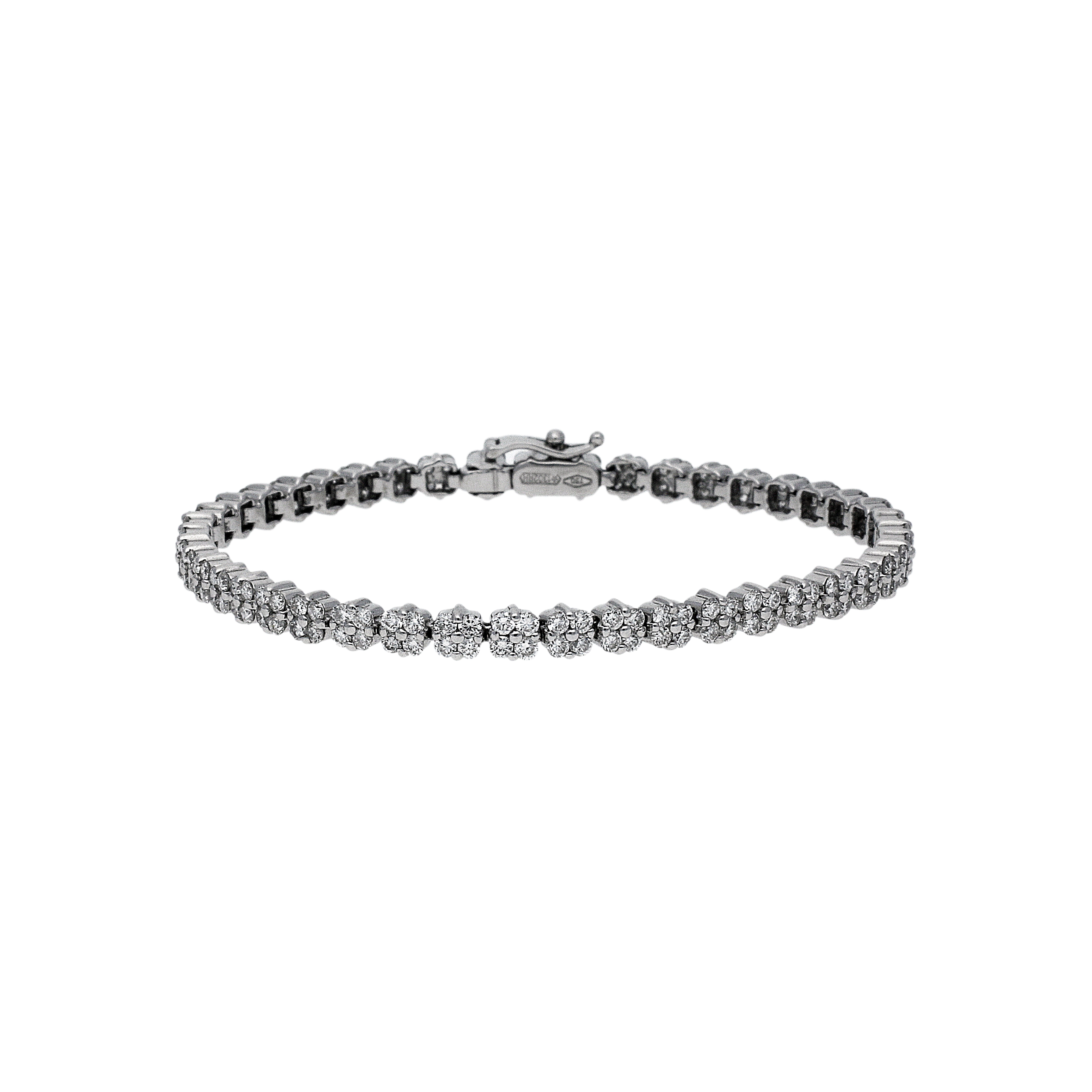 Bracciale tennis in oro bianco 18 carati e diamanti bianchi taglio brillante incassati con manifattura invisible setting - VB06736DW