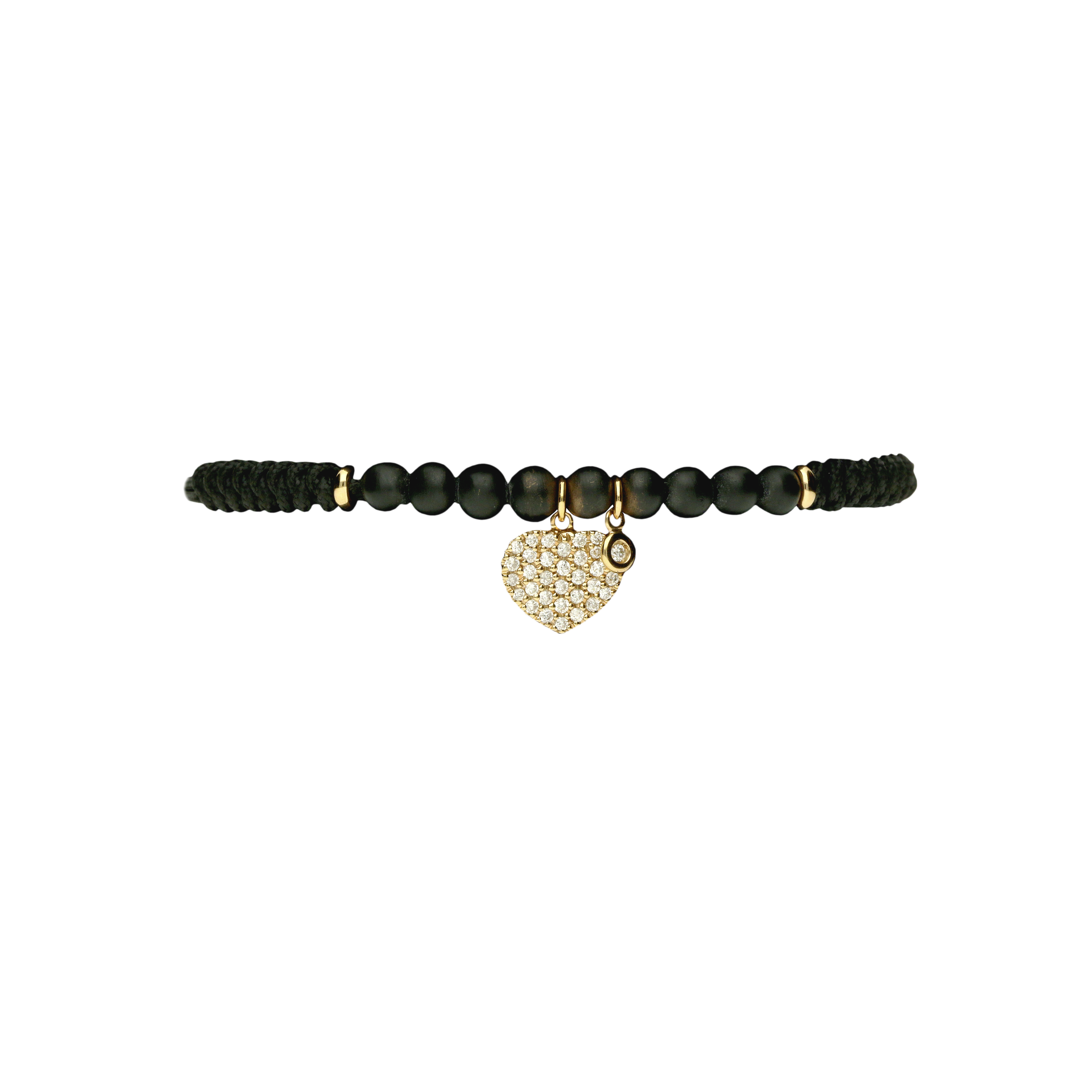 Bracciale cordone con onici e cuore in oro rosa 18 carati e diamanti - VB22491D0XP