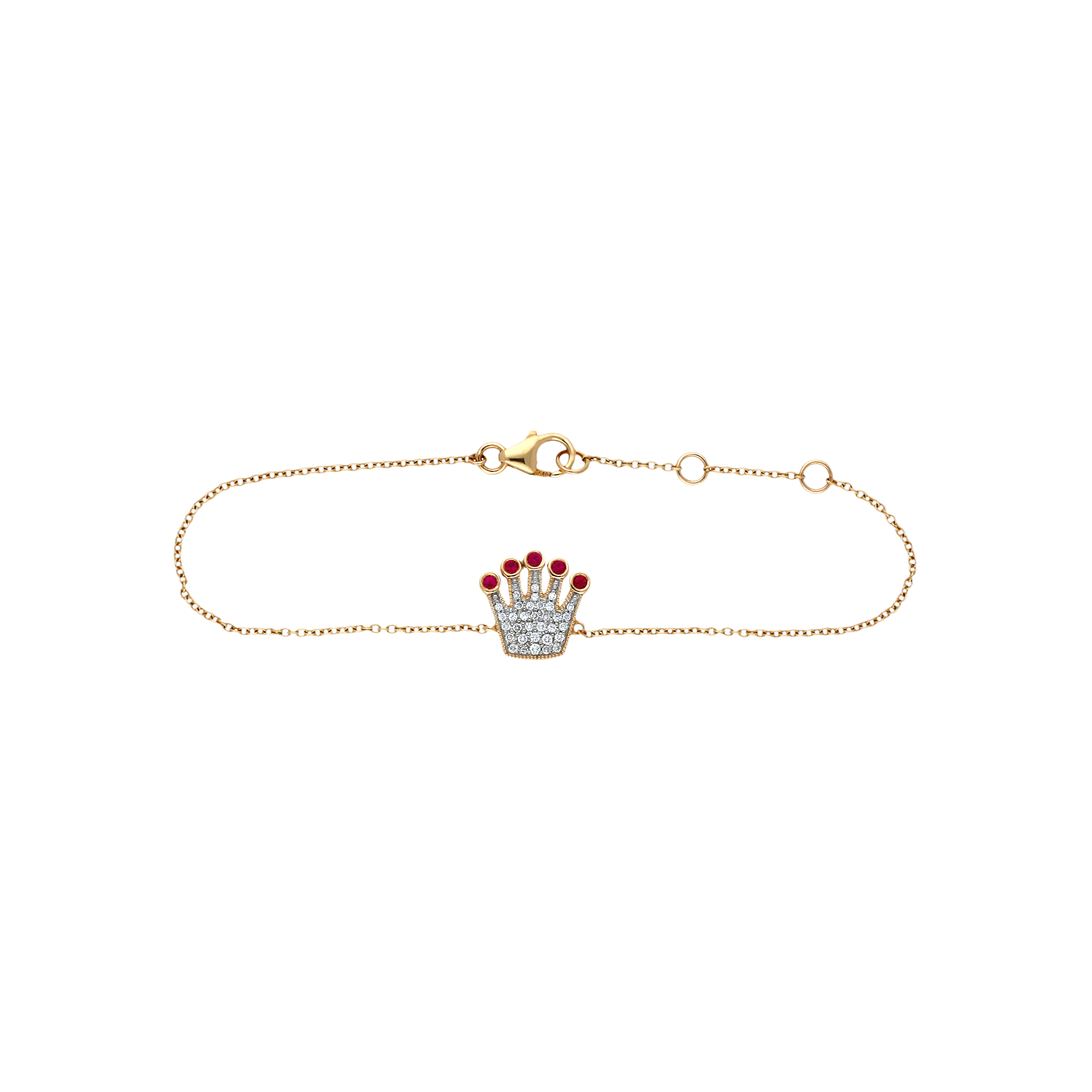 Bracciale in oro rosa 18 carati con diamanti bianchi e rubini naturali taglio brillante - VB24845DRUP