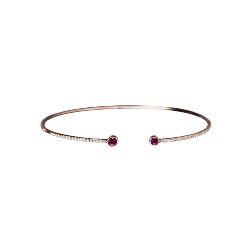 Anello in oro rosa 18 carati,,rubini naturali e diamanti bianchi taglio brillante - VB25432DRUP