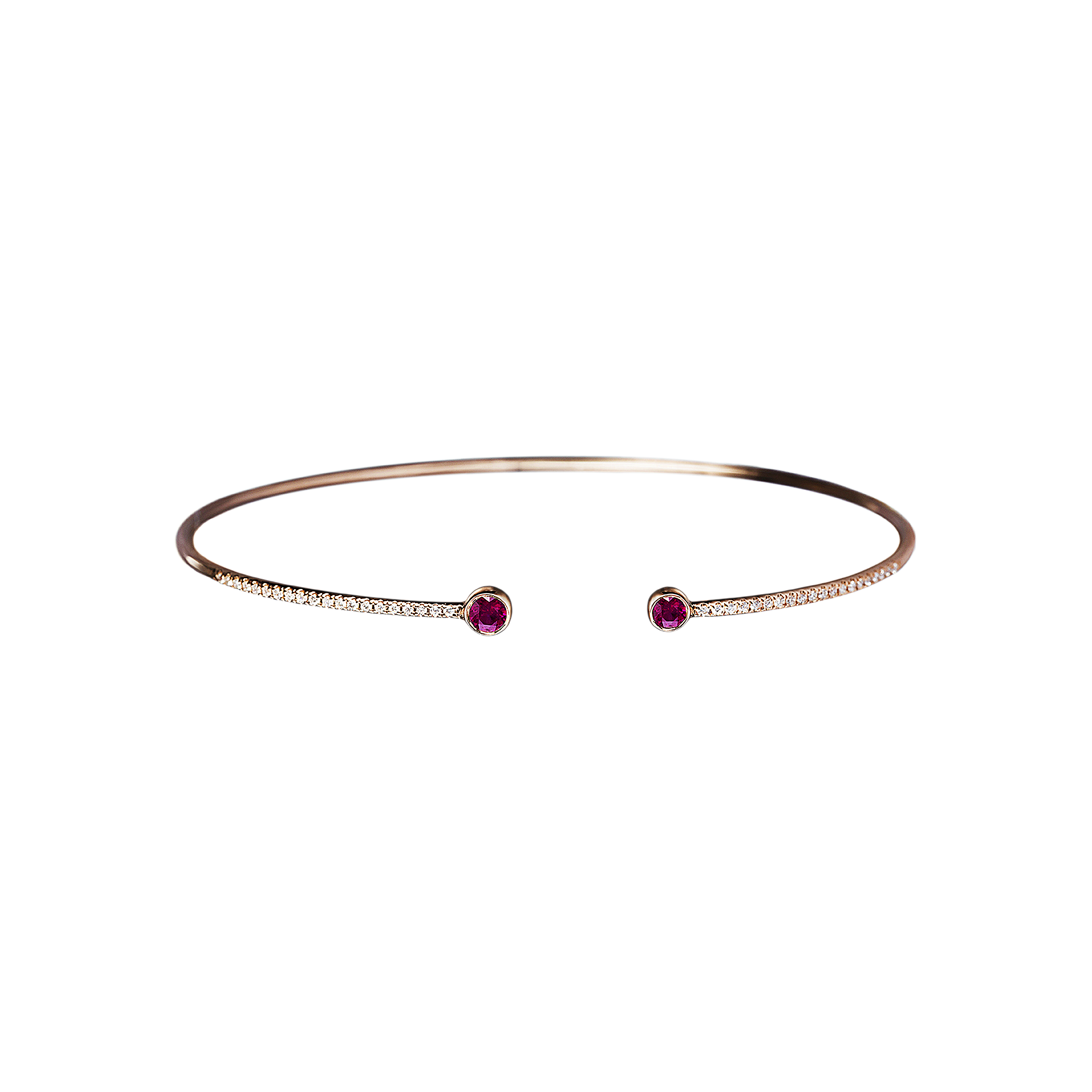 BRACCIALE IN ORO ROSA CON RUBINI NATURALI E DIAMANTI - VB25432DRUP