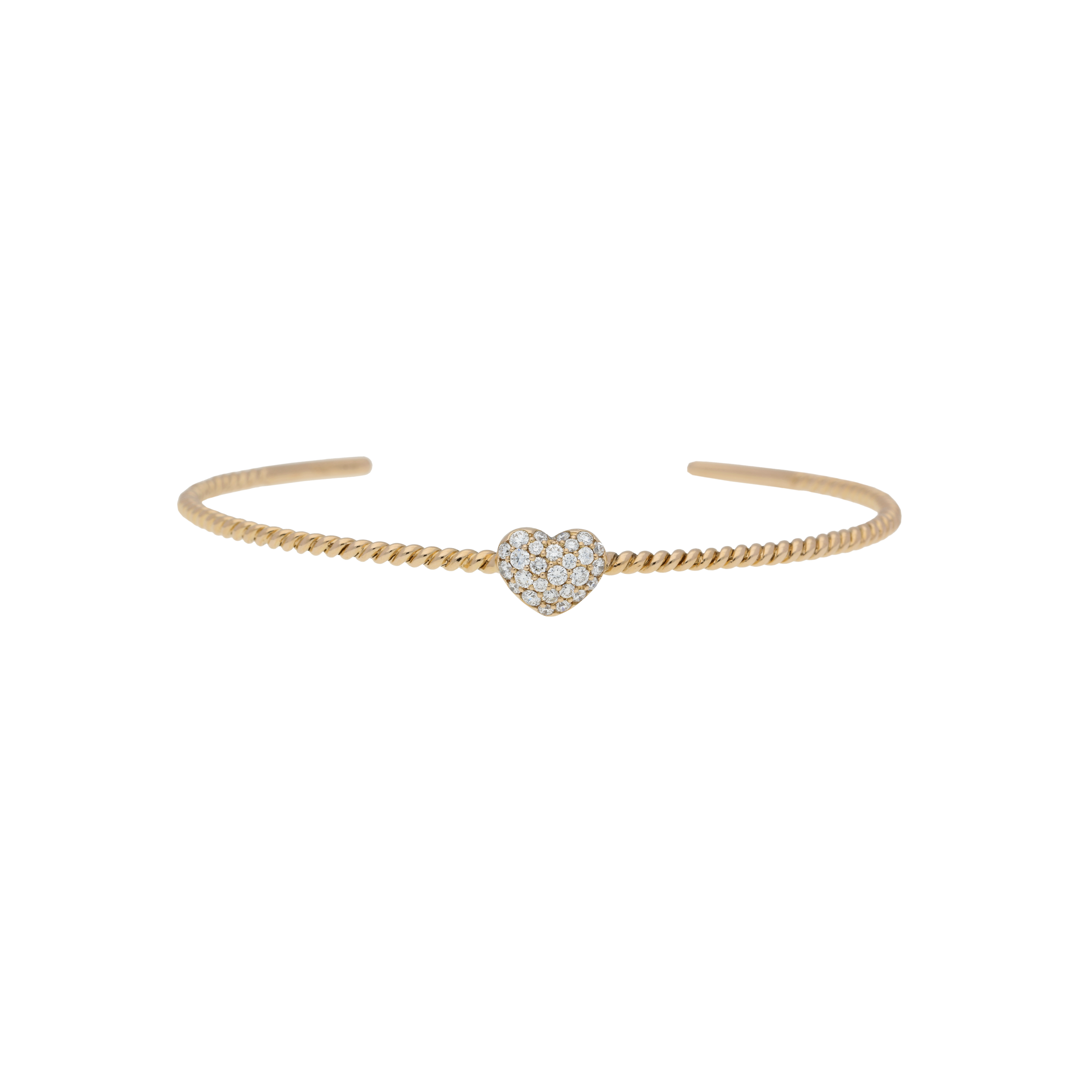 BRACCIALE  RIGIDO CON CUORE IN PAVE' DI DIAMANTI - VB25532DP