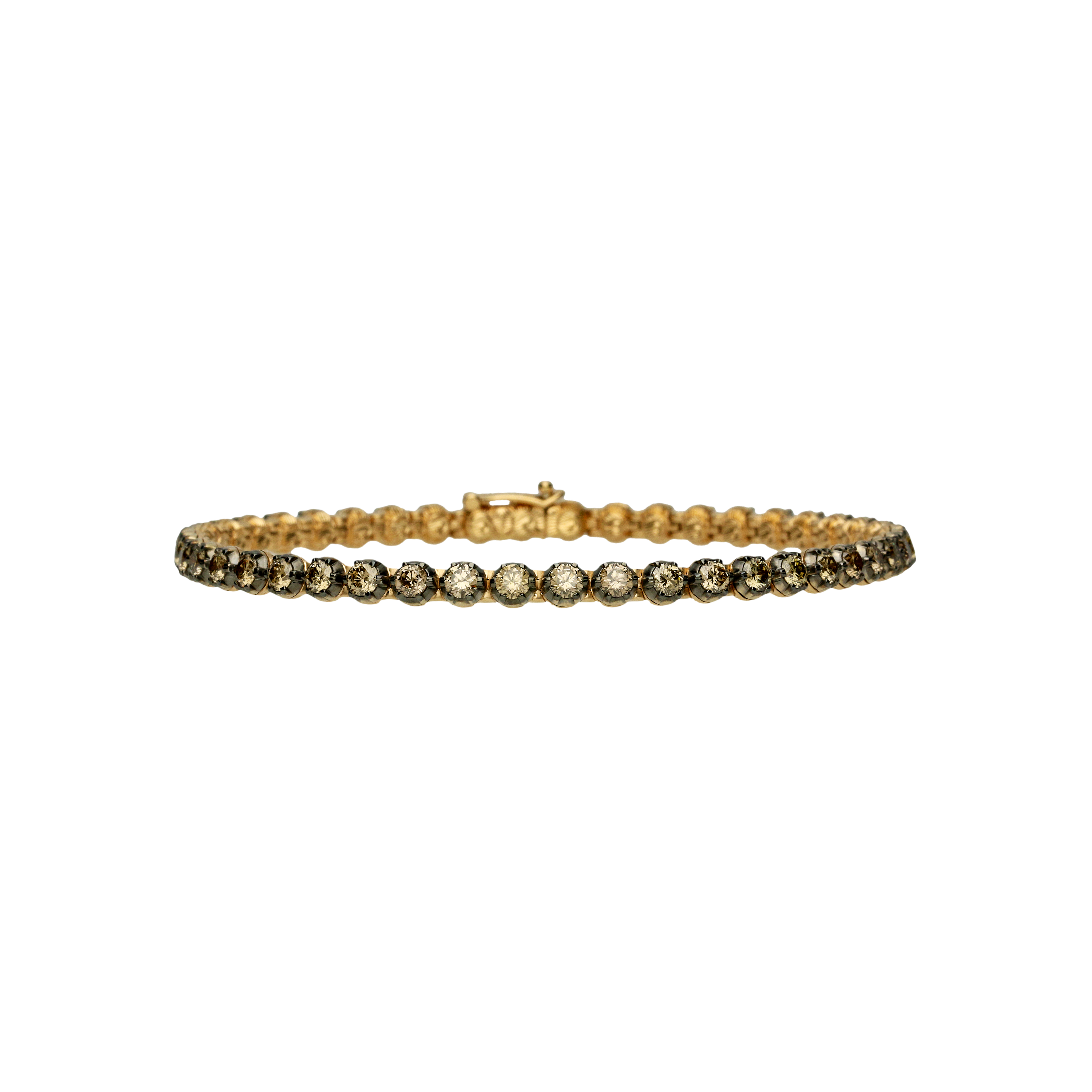 Bracciale tennis in oro rosa e diamanti brown